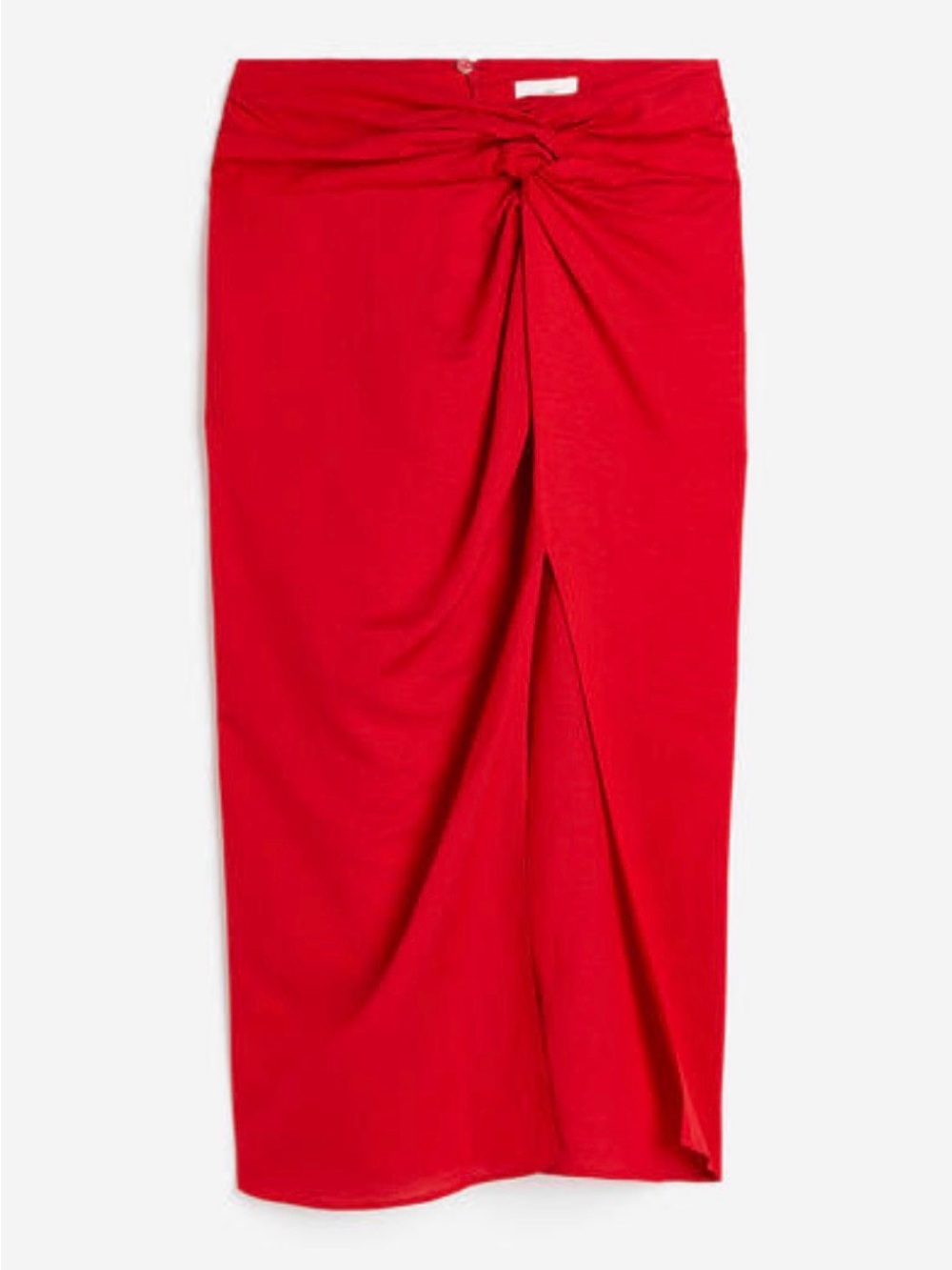 H&M red knot-detail skirt